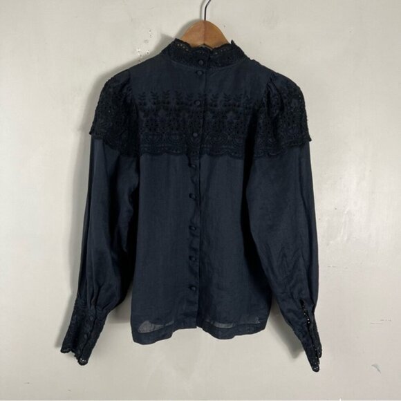 RÓHE Vonna Blouse In Black Size 36 US 4 eyelet embroidery and scalloped edges - Picture 7 of 16